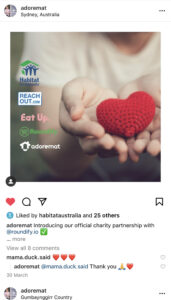 Adoremat partnership with charities and Roundify